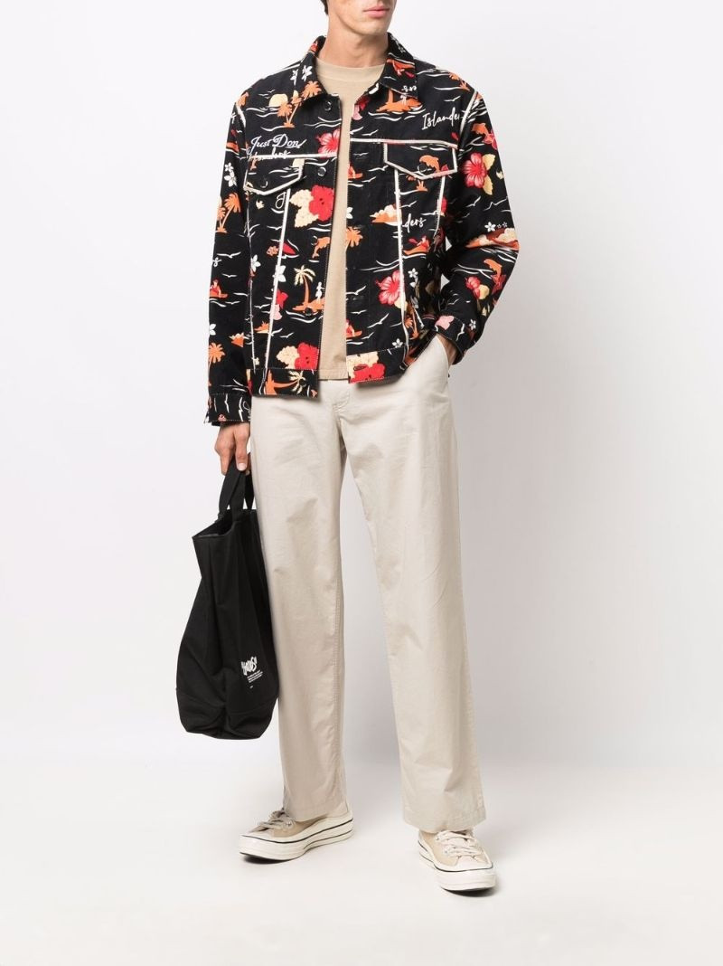 Just Don embroidered-logo floral-print jacket outlook