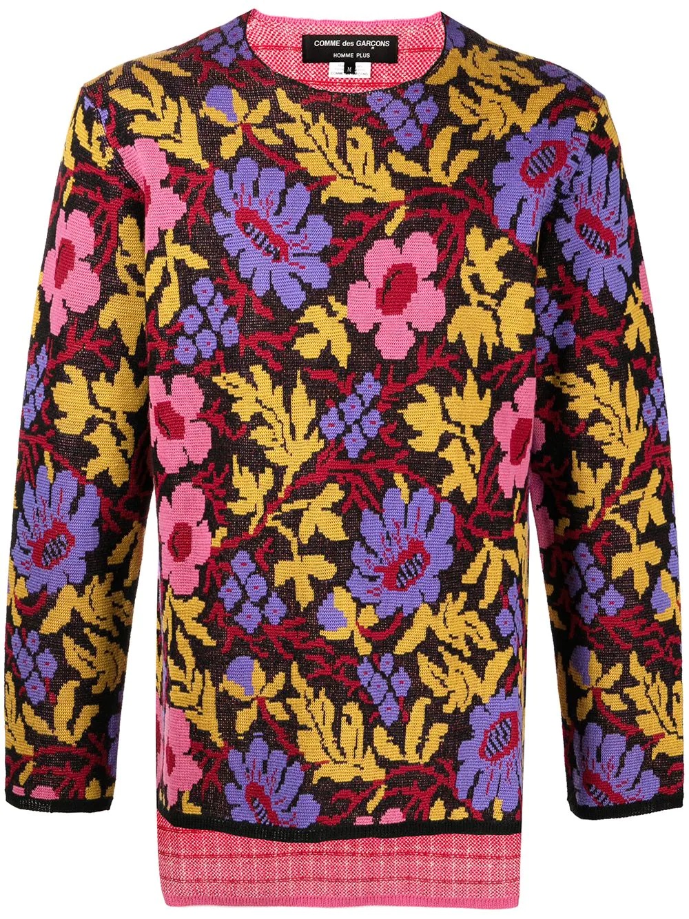 floral motif crew-neck jumper - 1