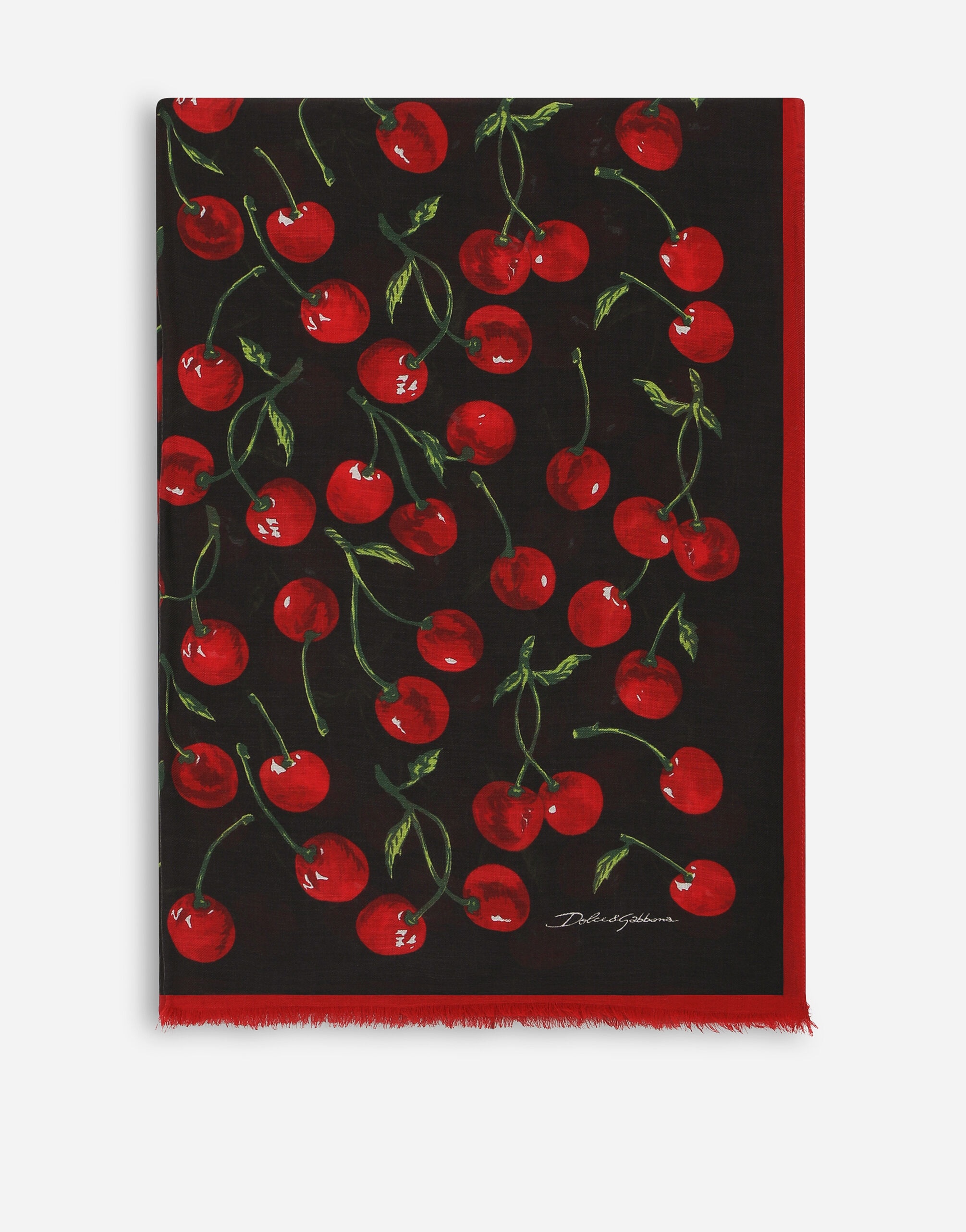 Cherry-print cashmere and modal scarf (135x200) - 1