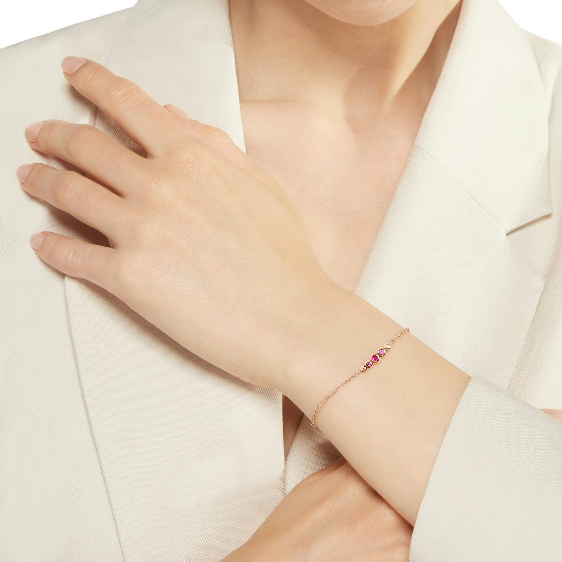 ROSE GOLD  & COLOURED STONE BOLLICINE BRACELET - 3