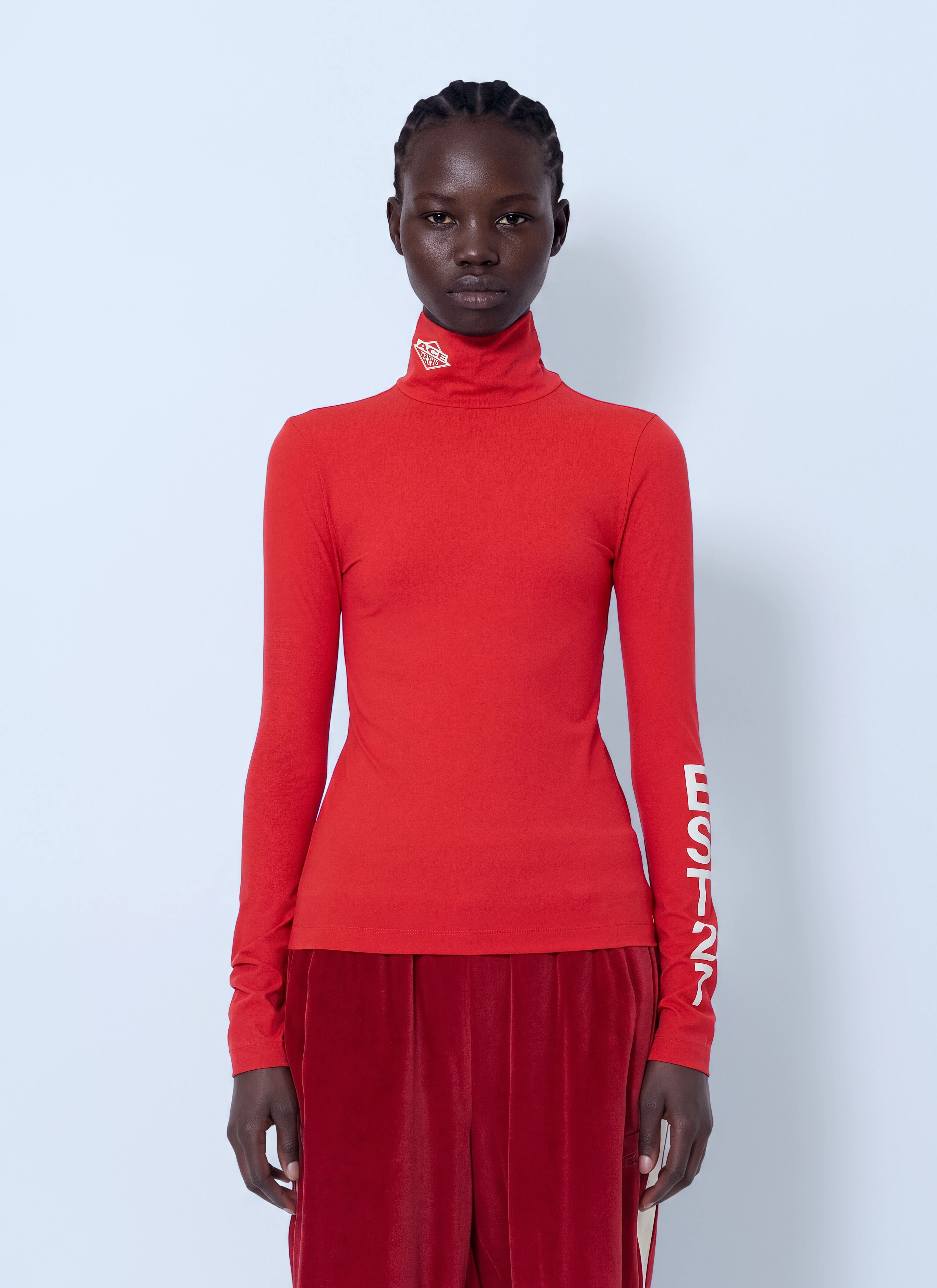 Runway High Neck Printed Stretch T-shirt - 1