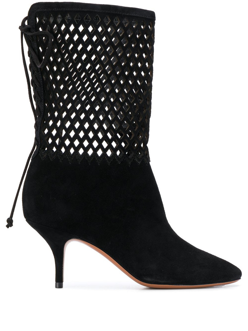 panelled kitten heel ankle boots 1