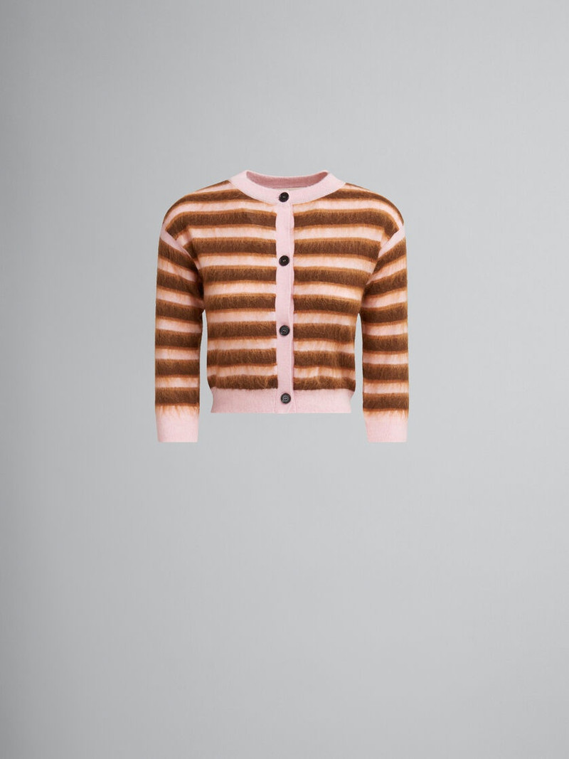 핑크 STRIPED WOOL-MOHAIR 카디건 - 1