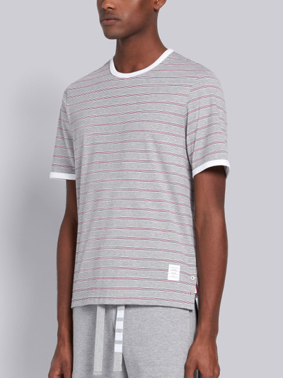 Thom Browne Light Grey Cotton Hairline Stripe Short Sleeve Ringer T-shirt outlook