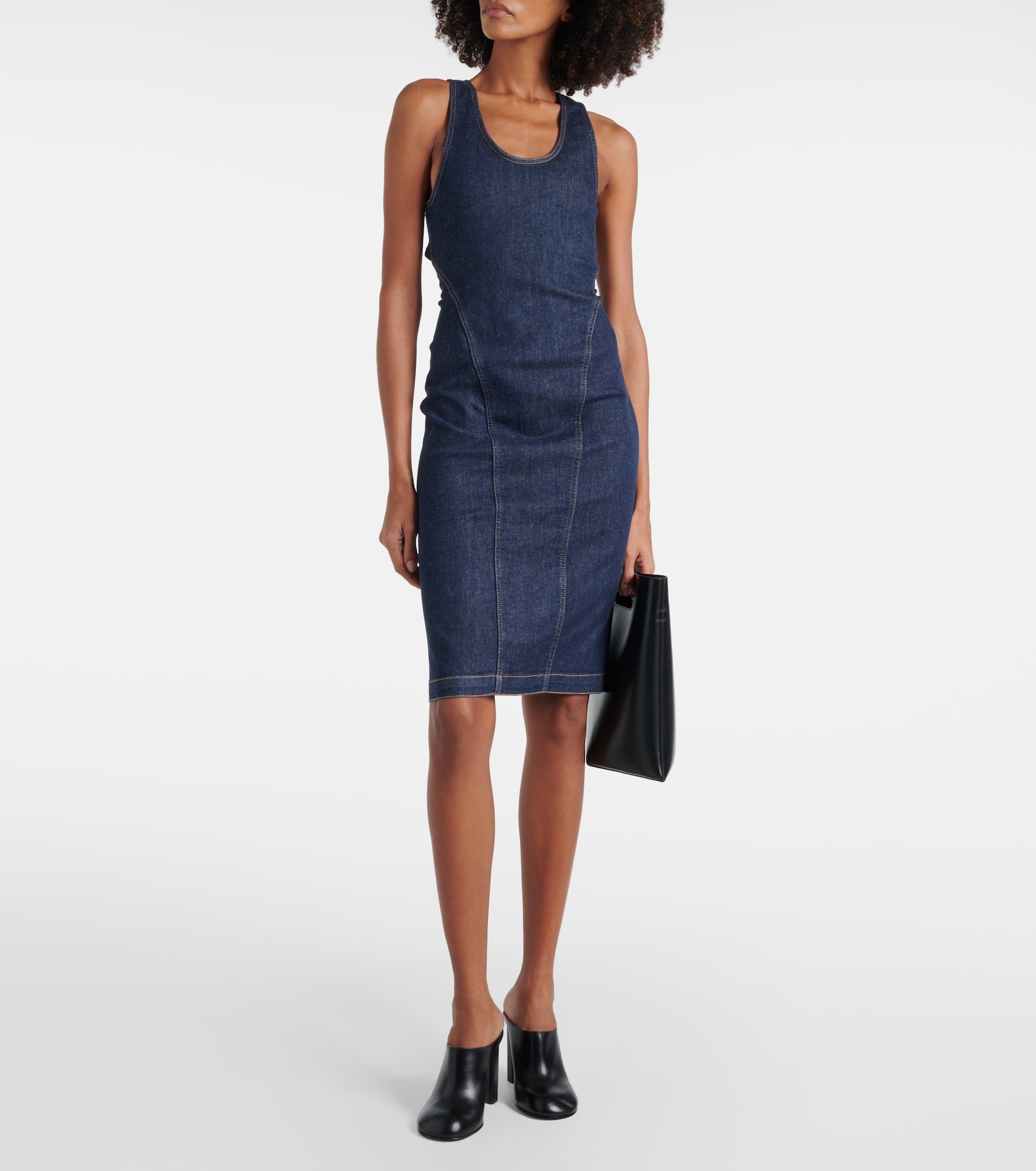 Open-back cotton-blend midi dress - 2