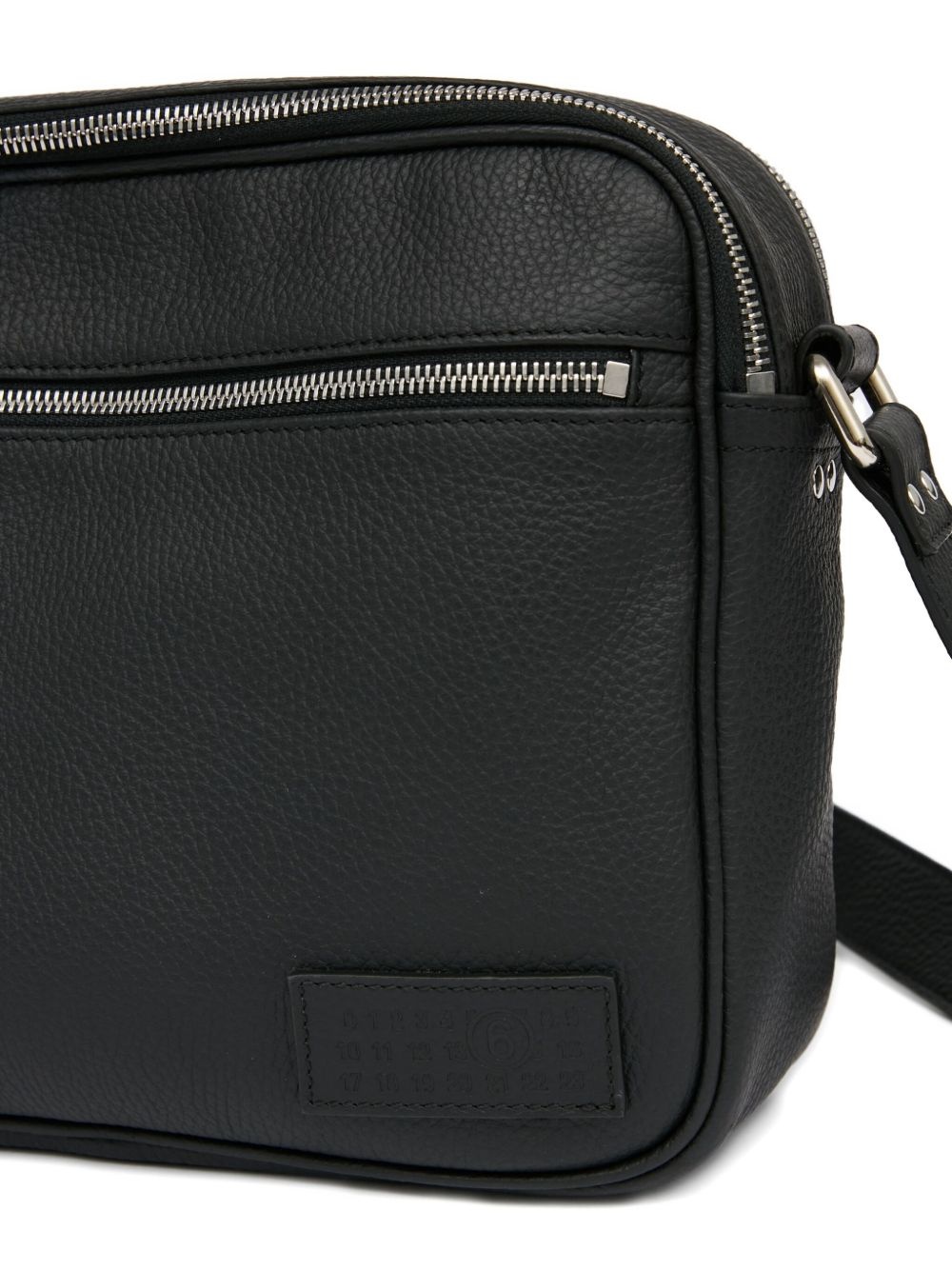 textured leather messenger bag - 6