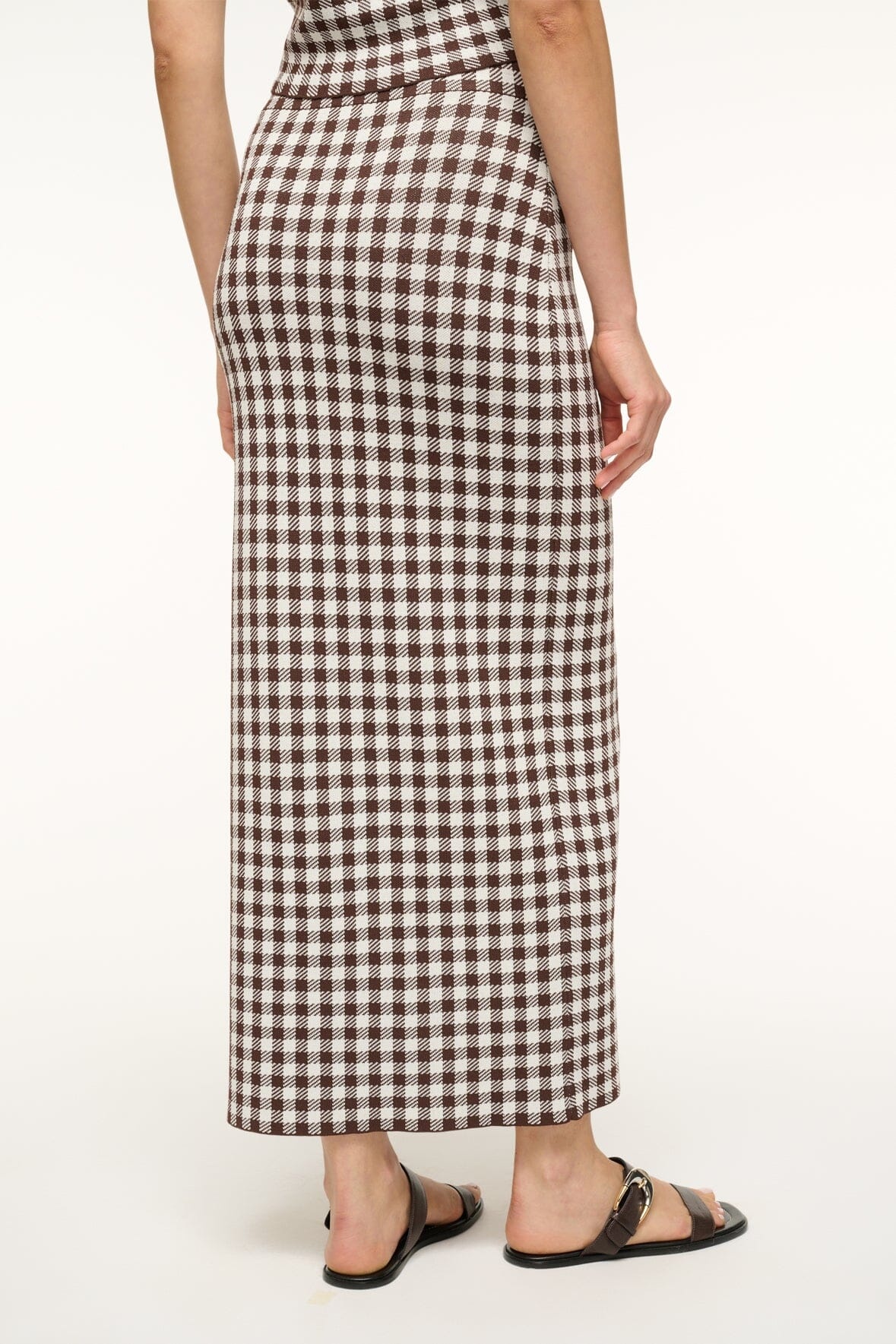 STAUD KARINA SKIRT DARK CHOCOLATE GINGHAM - 5