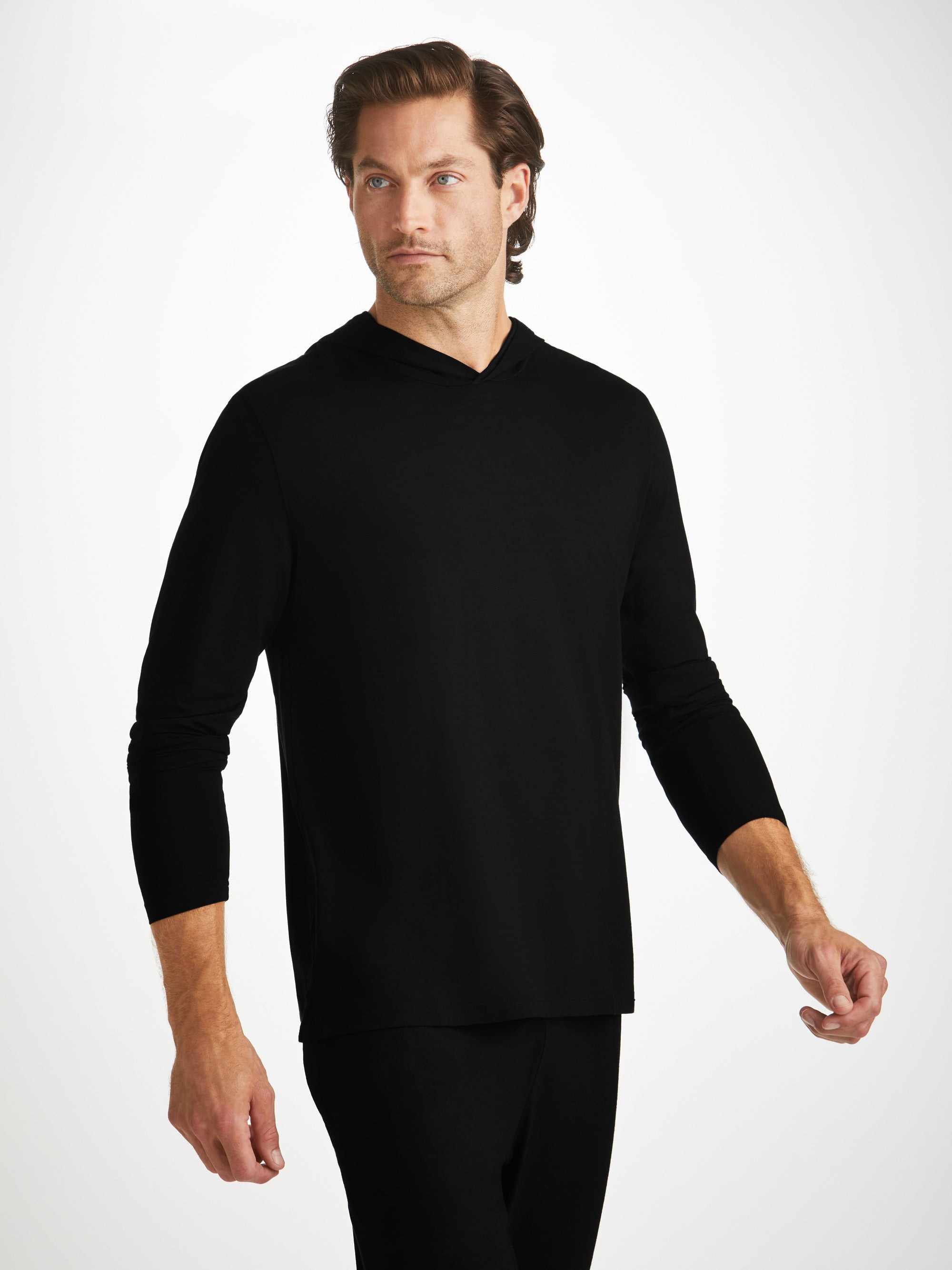 Men's Pullover Hoodie Basel Micro Modal Stretch Black - 8