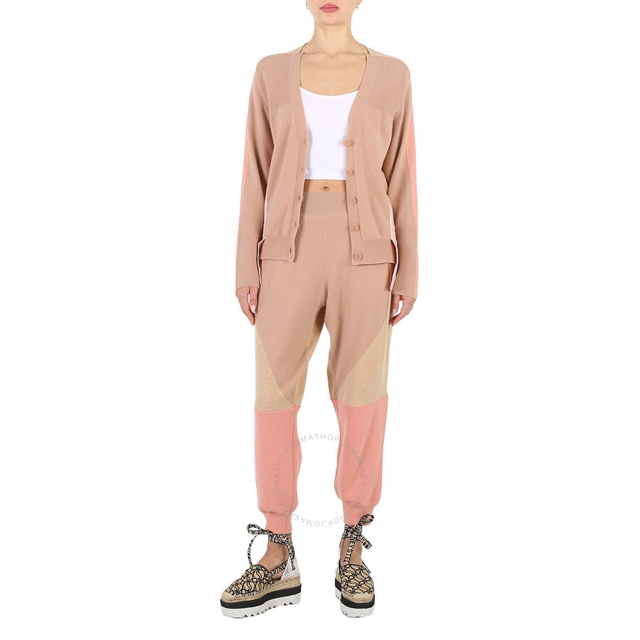 Stella Mccartney Ladies Colorblock Tonal Mix Panelled Wool Track Pants - 6