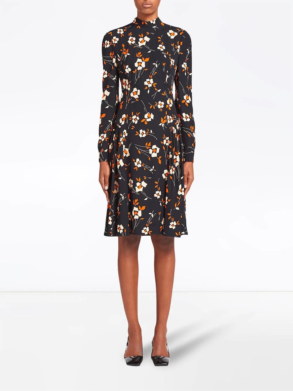 floral-print sablé dress - 2