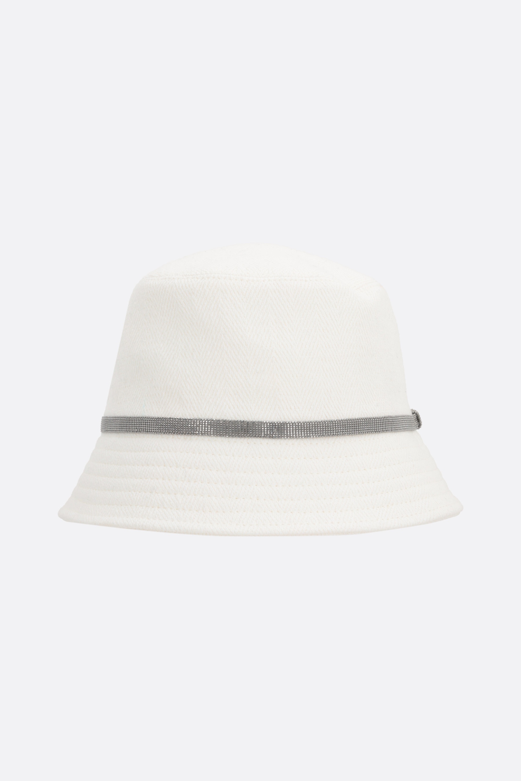 COTTON AND LINEN CHEVRON BUCKET HAT WITH SHINY BAND - 1