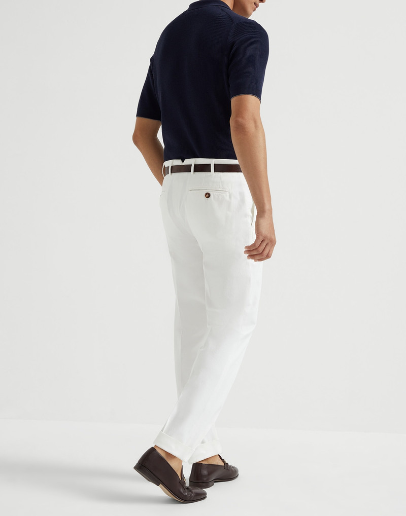 Brunello Cucinelli Garment-dyed Italian fit trousers in twisted cotton gabardine outlook