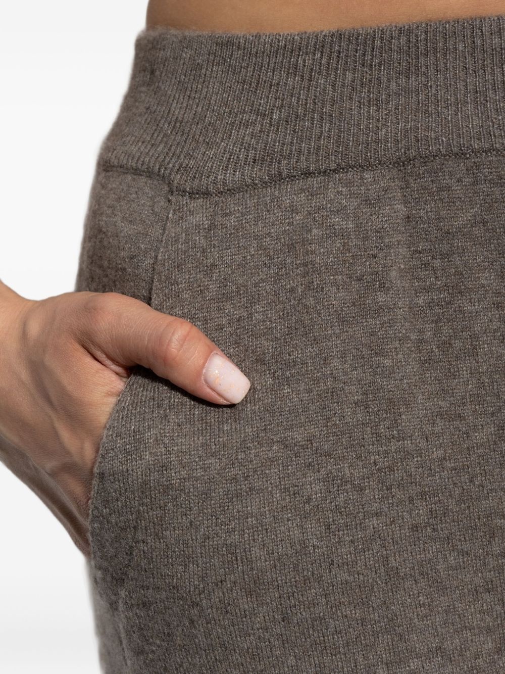 elastic-waistband cashmere trousers - 5