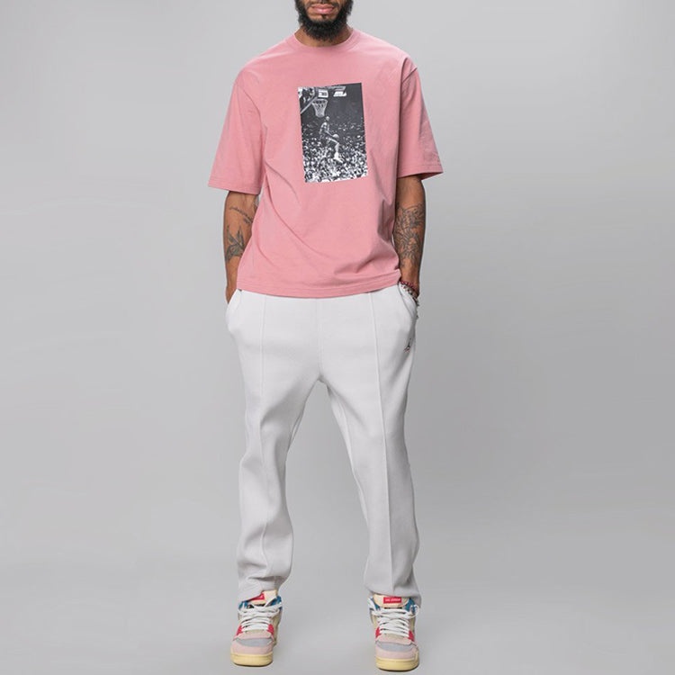 Air Jordan x Union LA Dunk Printing Sports Round Neck T-Shirt 'Pink' CZ1457-695 - 3