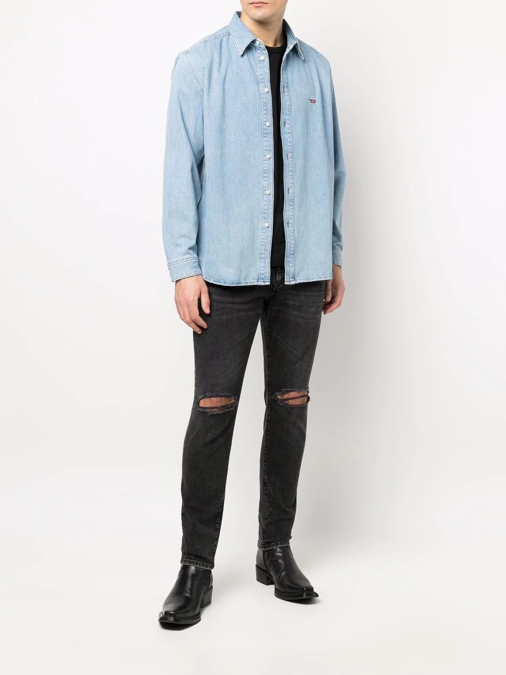 long-sleeved denim shirt - 2