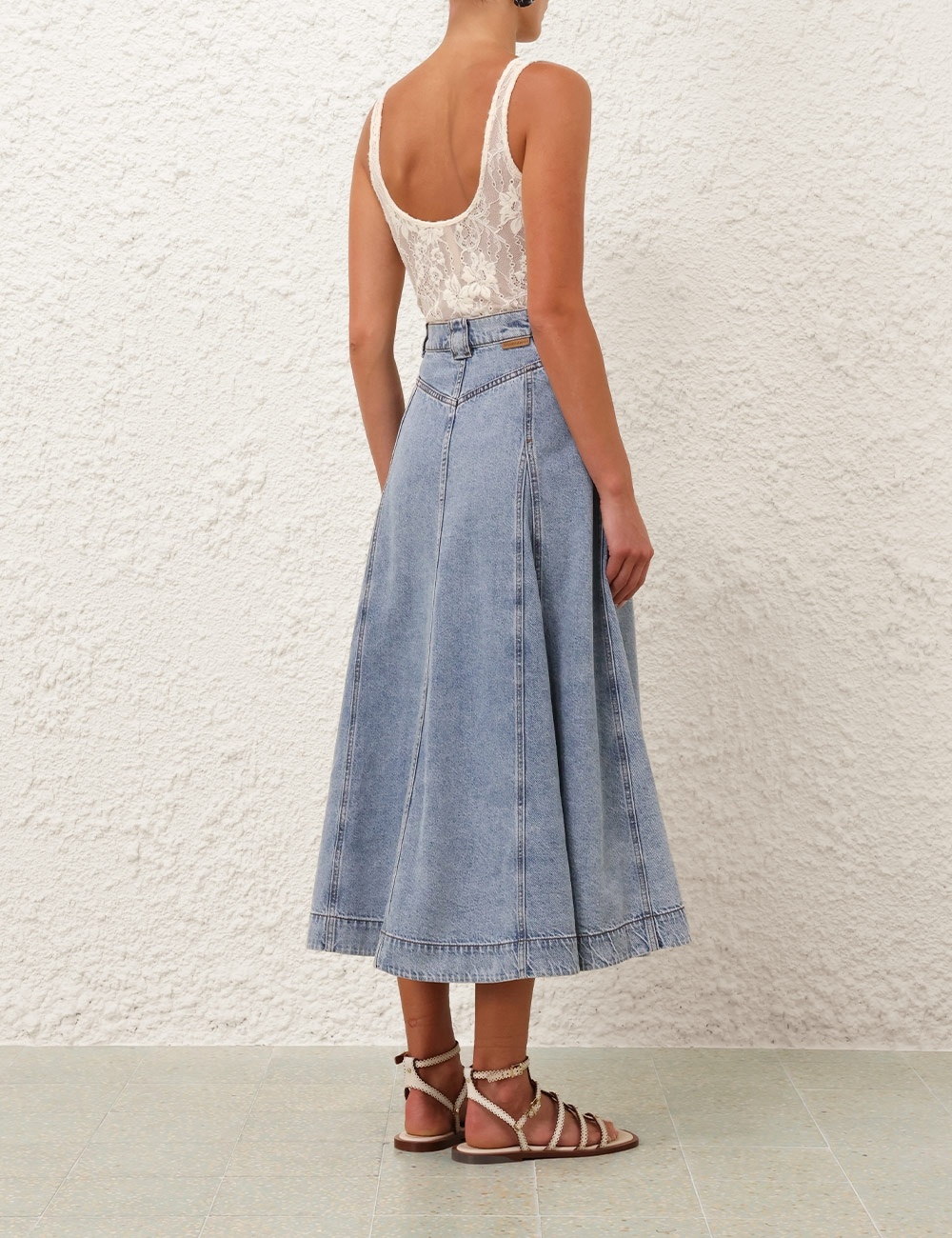 DENIM FLARE SKIRT - 4