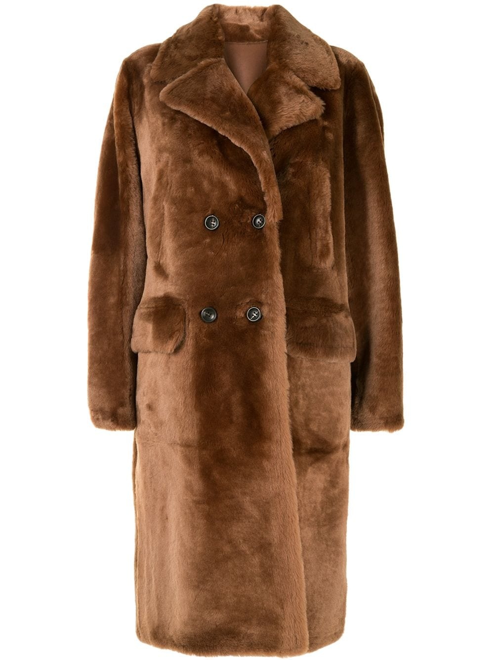 double-breasted shearling coat - 1