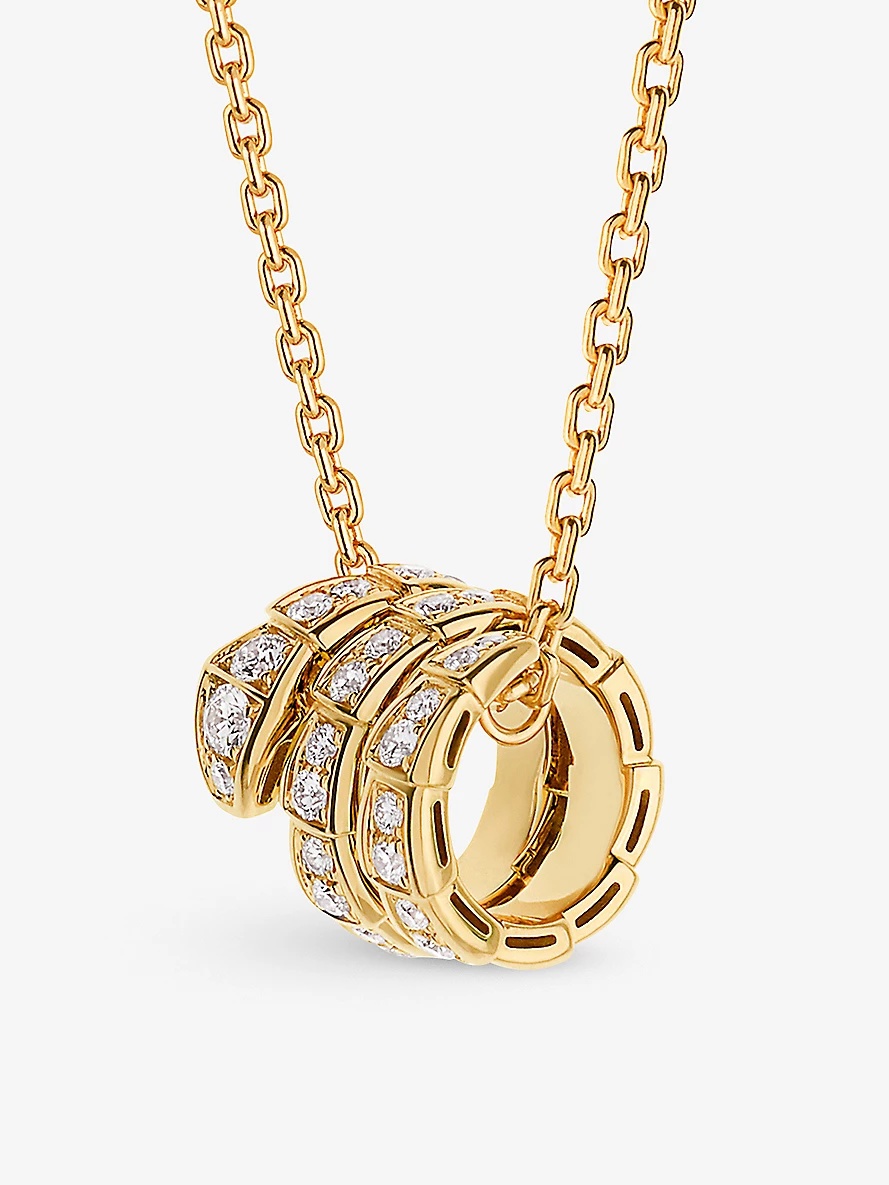 Serpenti Viper 18ct yellow-gold and 0.63ct round-cut diamond pendant necklace - 1