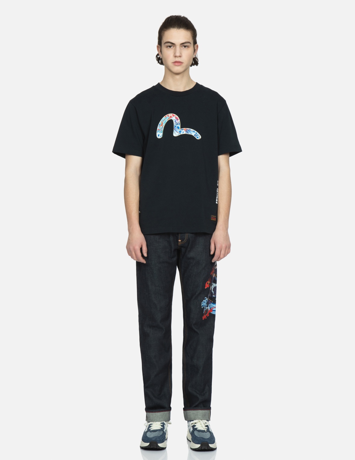 SAMURAI PRINT AND SEAGULL EMBROIDERY SLIM-FIT JEANS #2010 - 6
