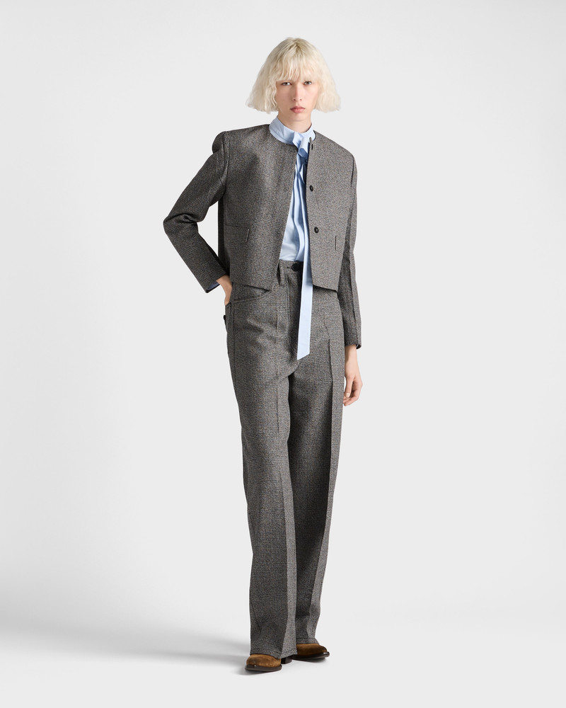 Prada Prince of Wales check mouliné wool pants outlook