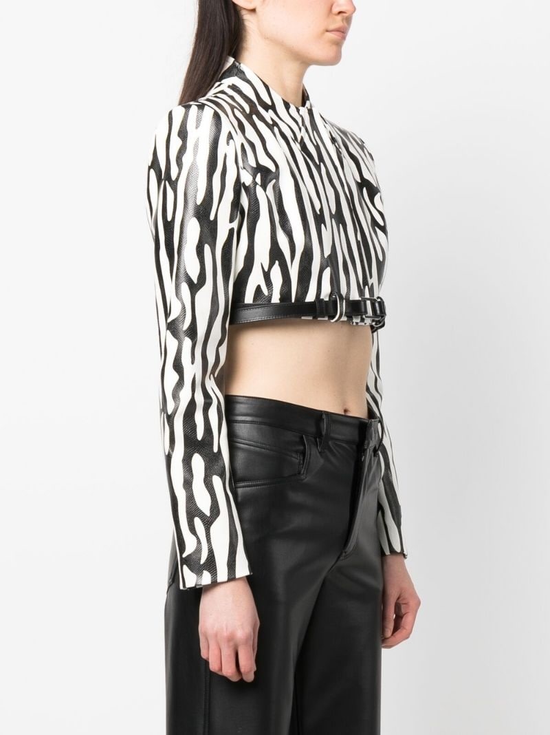zebra-print cropped jacket - 3