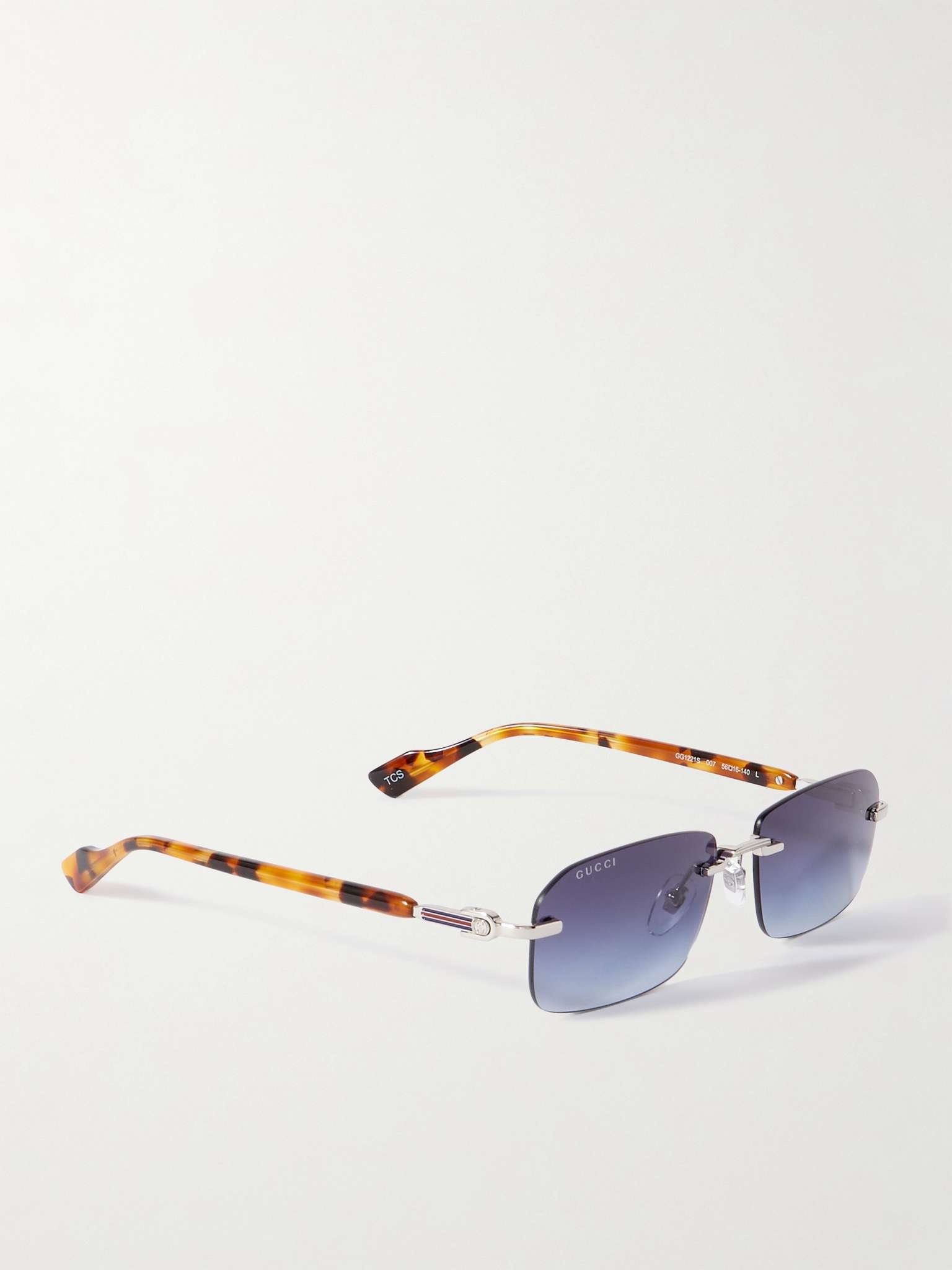 Rimless Rectangular-Frame Gold-Tone and Tortoiseshell Acetate Sunglasses - 3