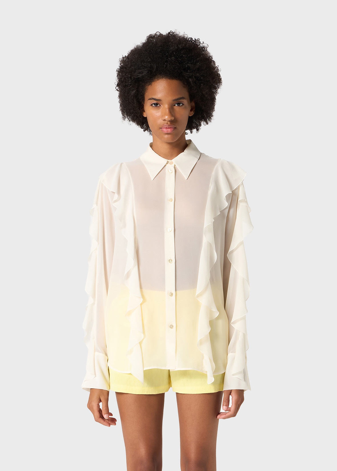 SILK SHIRT WITH RUFFLES - 3