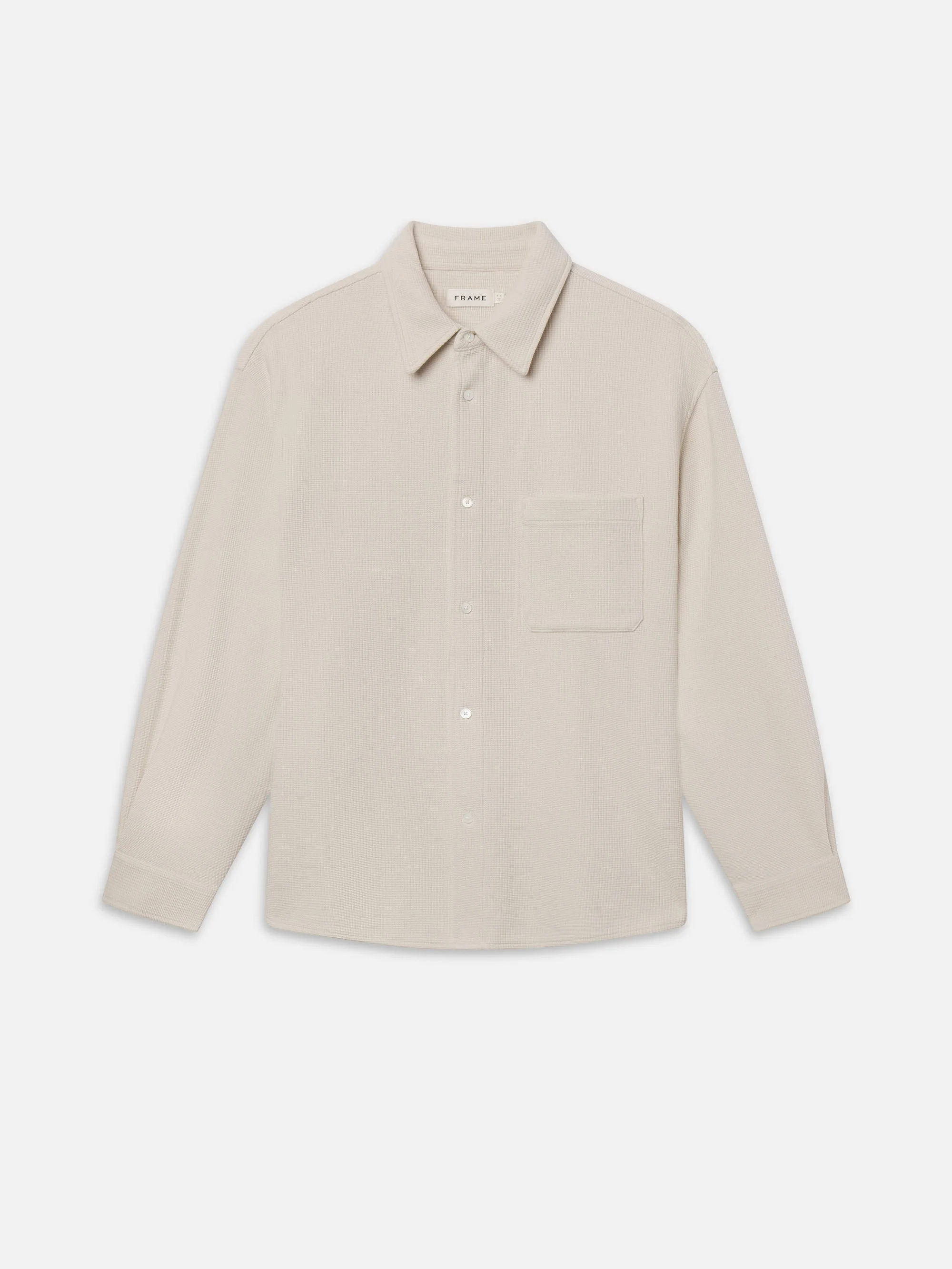 Waffle Textured Shirt in Warm White - 1