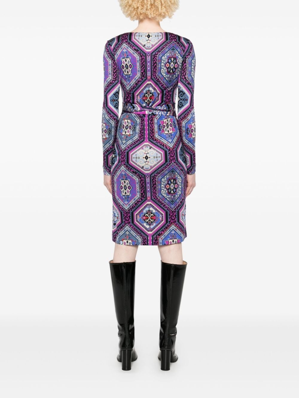 geometric-print midi dress - 4
