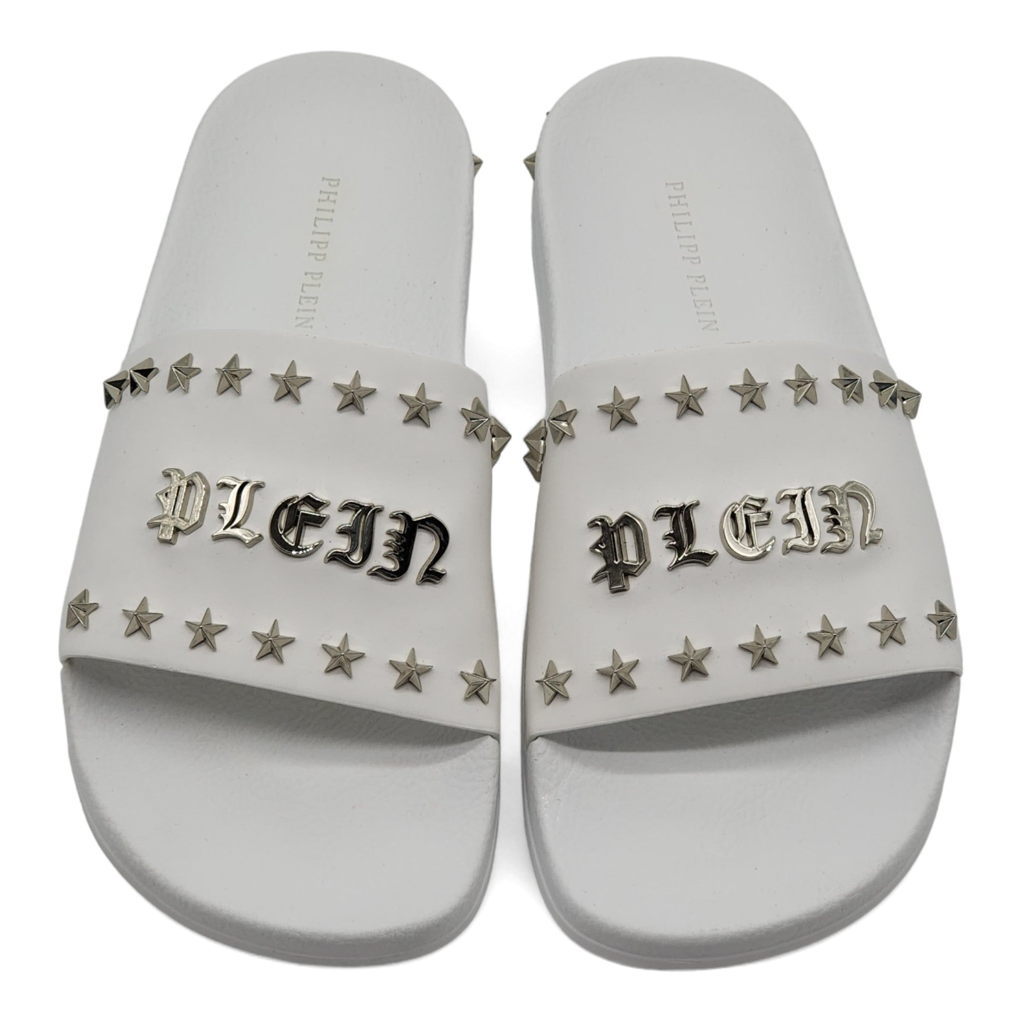 Philipp Plein Gothic Plein Studded Slides - Rubber - White - 4
