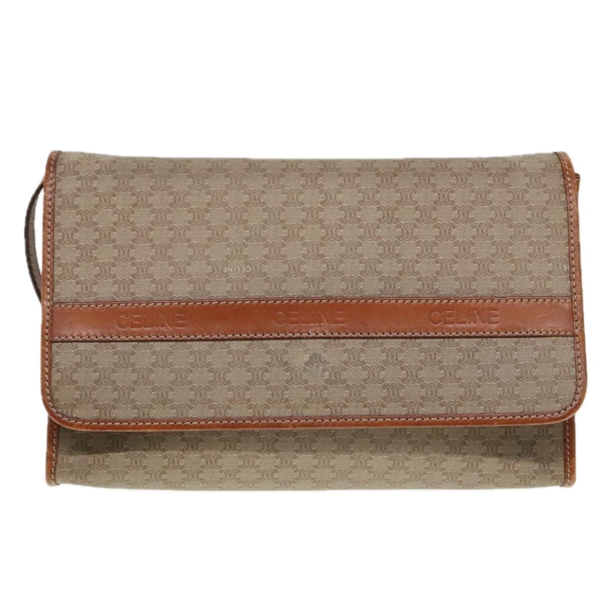 CELINE Macadam Canvas Shoulder Bag Pvc Beige - 2
