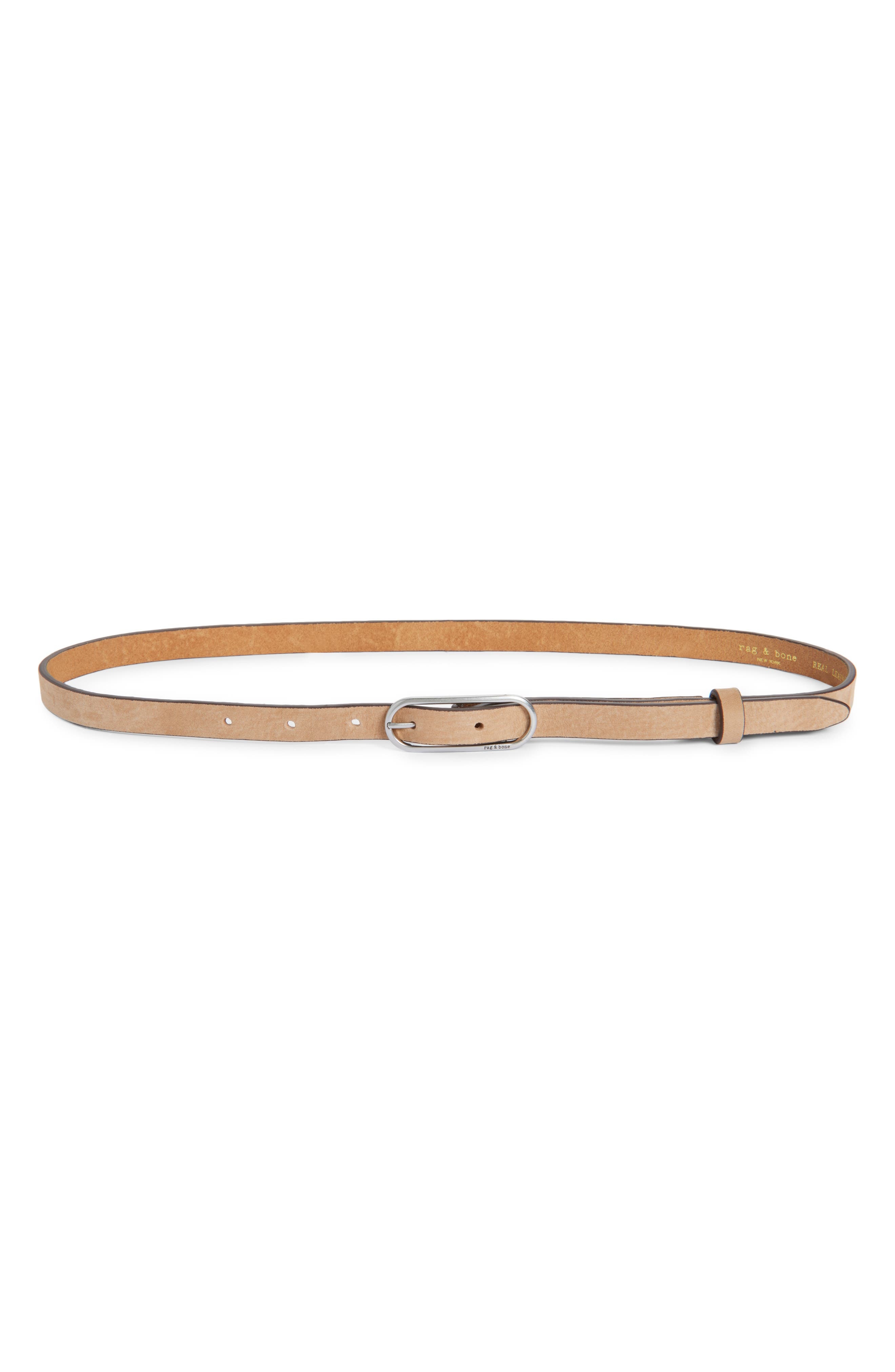 rag & bone Baby Rounded Rebound Leather Belt in Tan at Nordstrom - 1