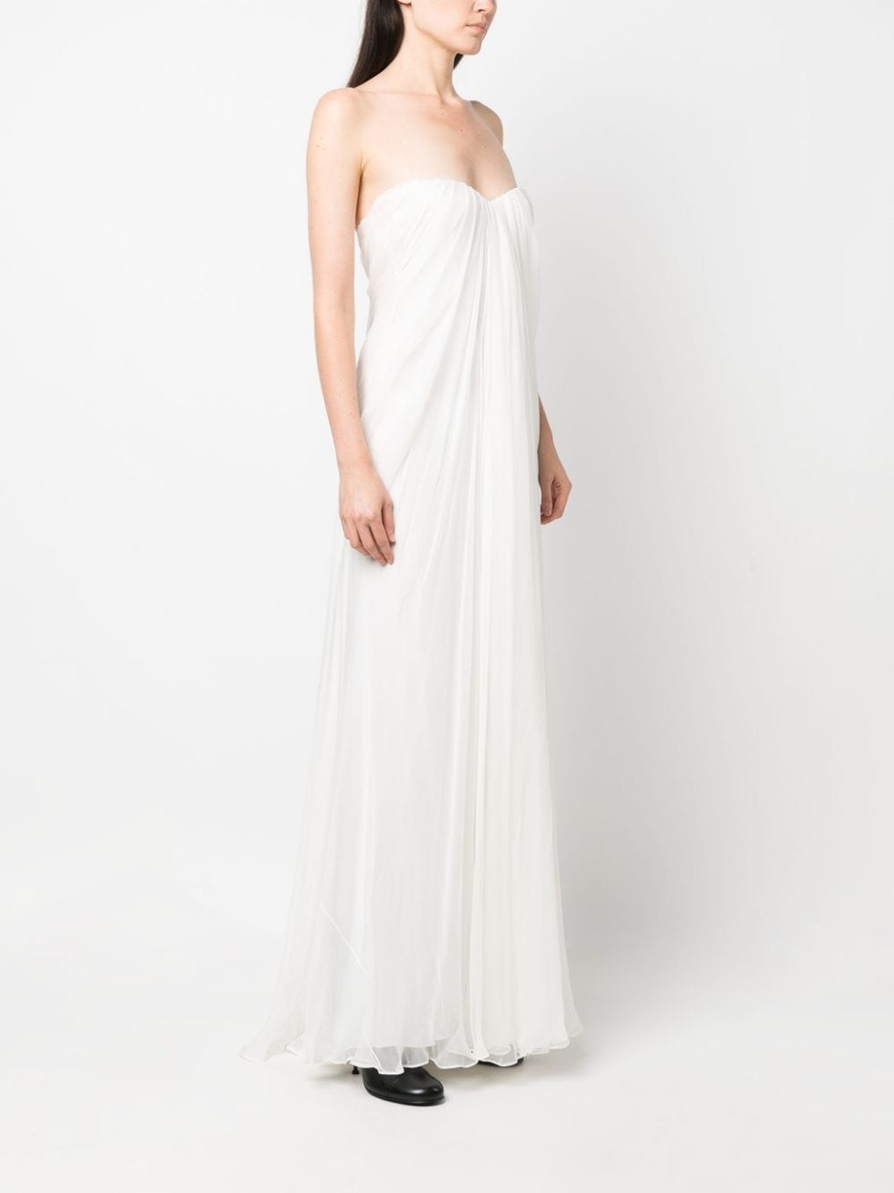 gathered silk-chiffon bustier gown - 3