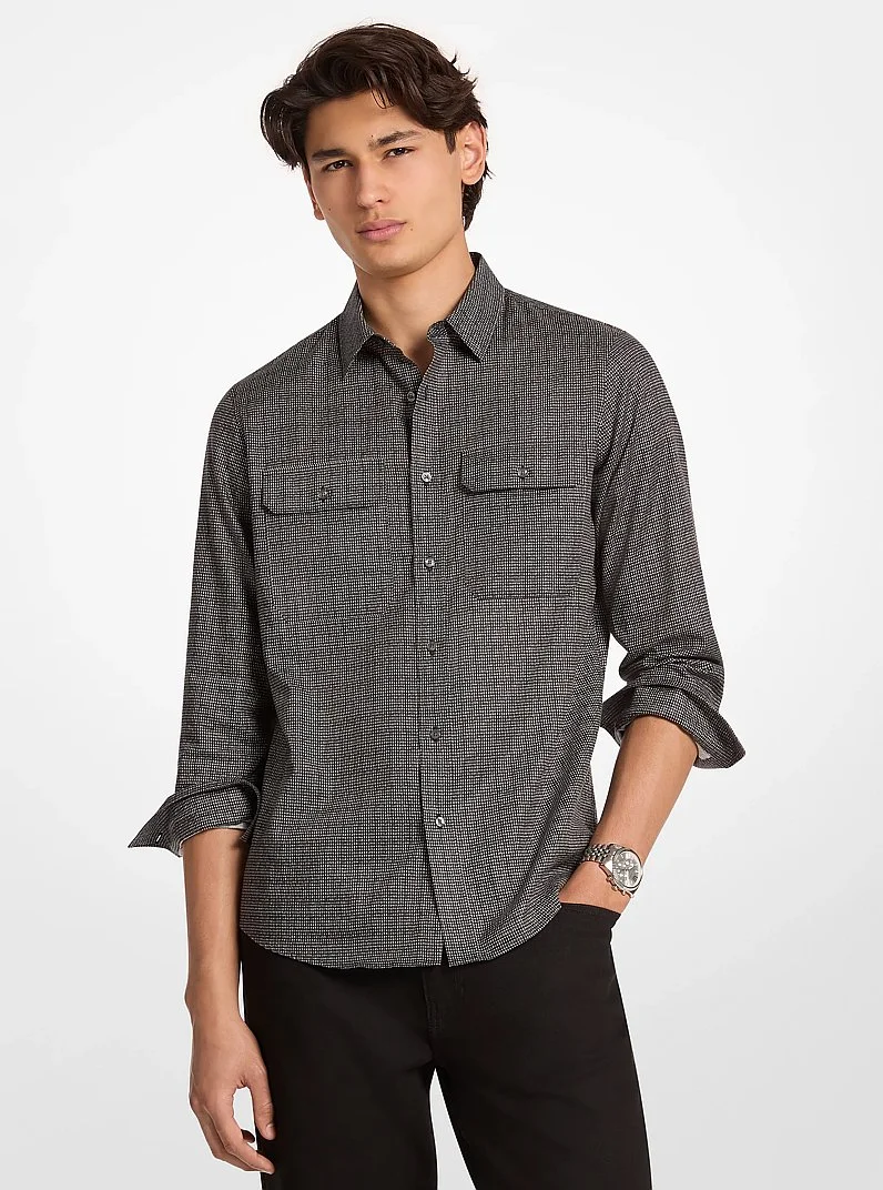 Houndstooth Print Cotton Shirt - 1