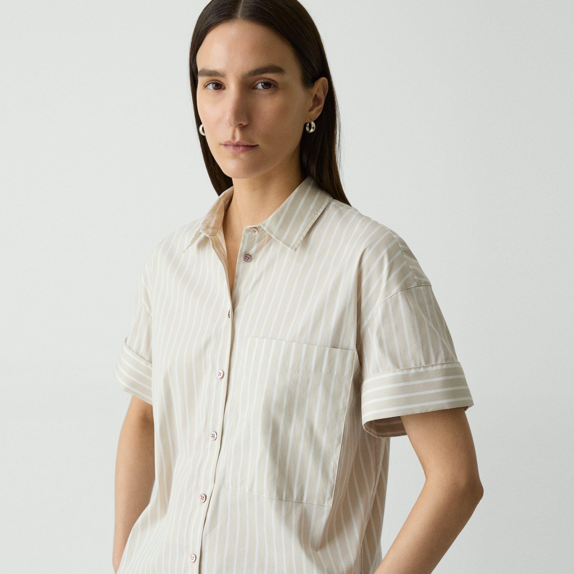 Cuffed Shirt in Striped Cotton-Blend - 5