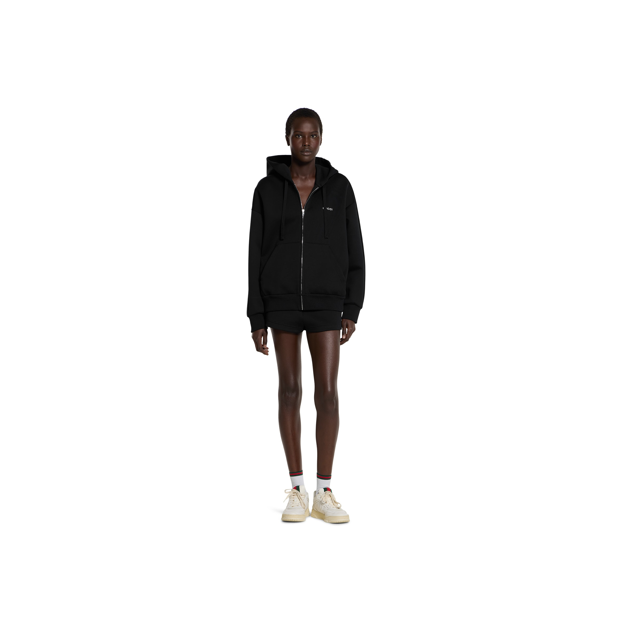 Cotton jersey hooded zip sweatshirt - 2
