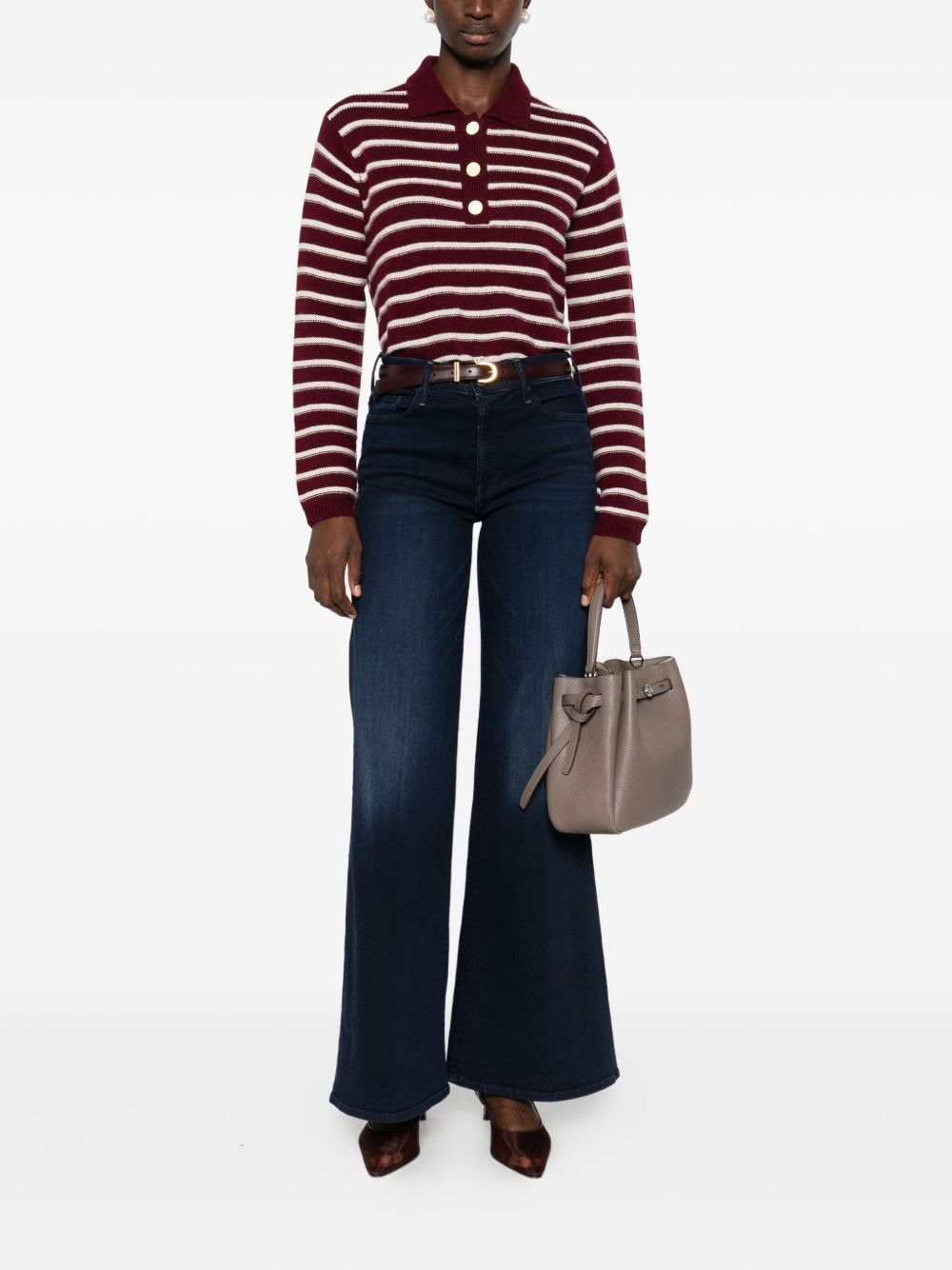 striped button-placket polo top - 2