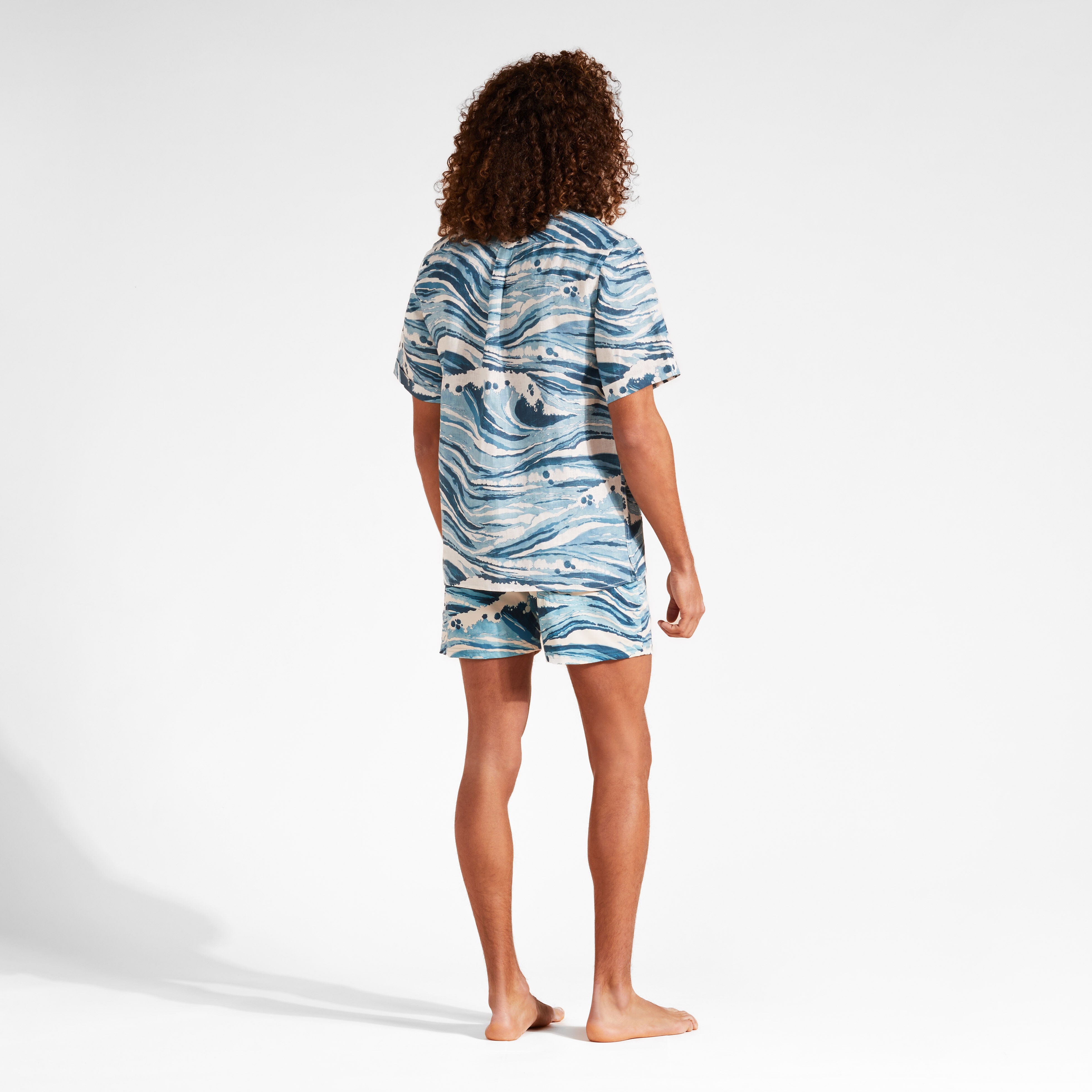 Men Linen Bowling Shirt Wave - Vilebrequin x Maison Kitsuné - 4