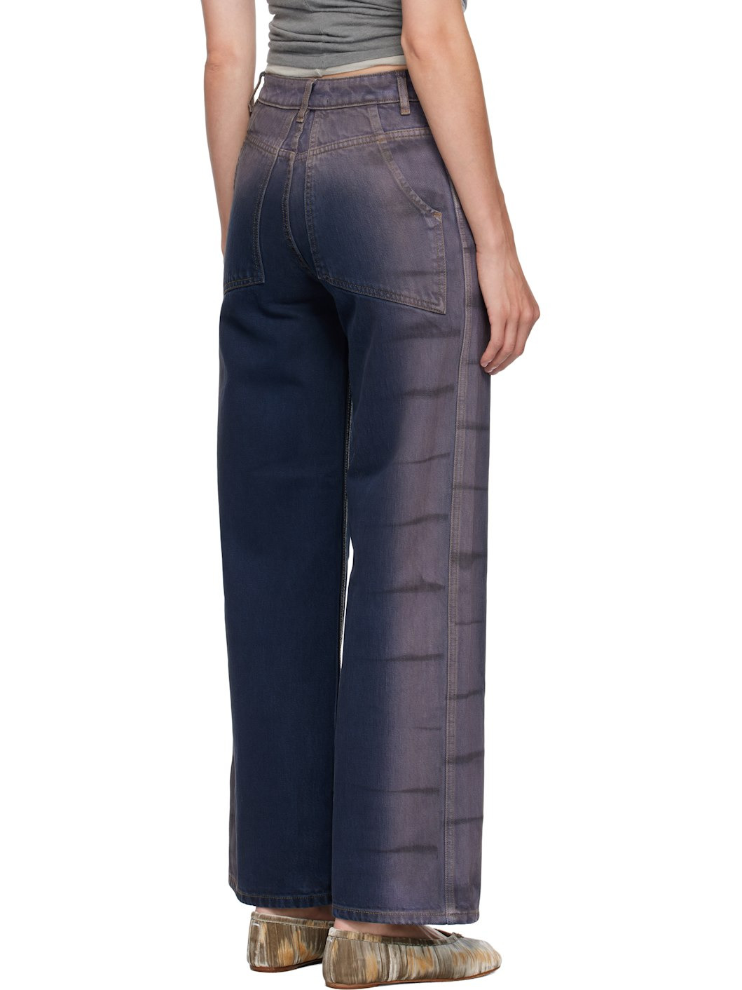 Blue & Purple Wide Leg Jeans - 3