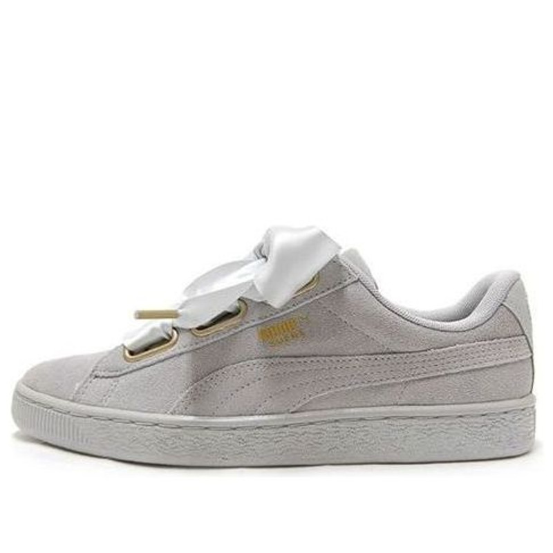 PUMA Suede Heart Satin Low Tops Skateboarding Shoes Unisex Gray 362714-02 - 1