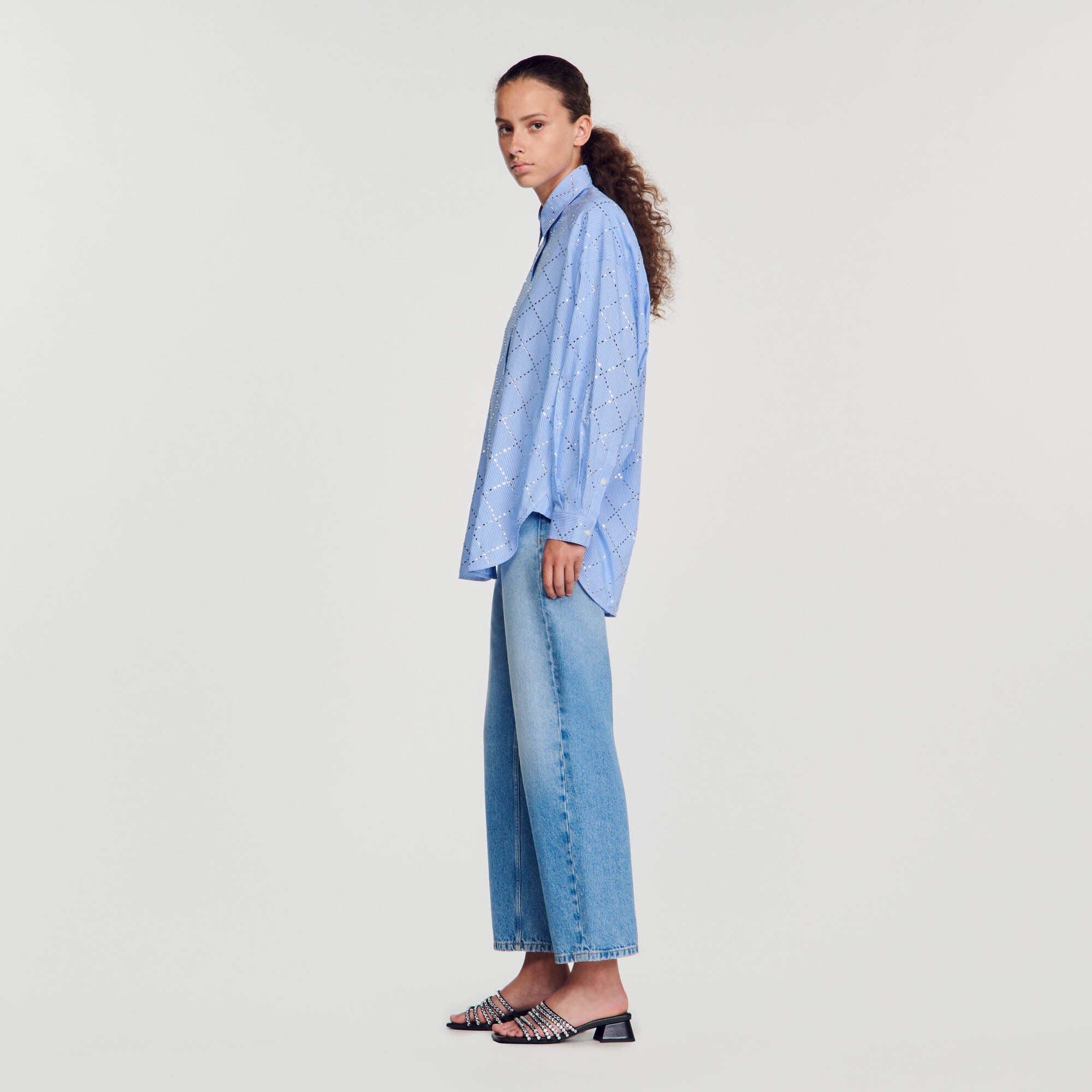 OVERSIZED SHIRT WITH RHINESTONES - 7