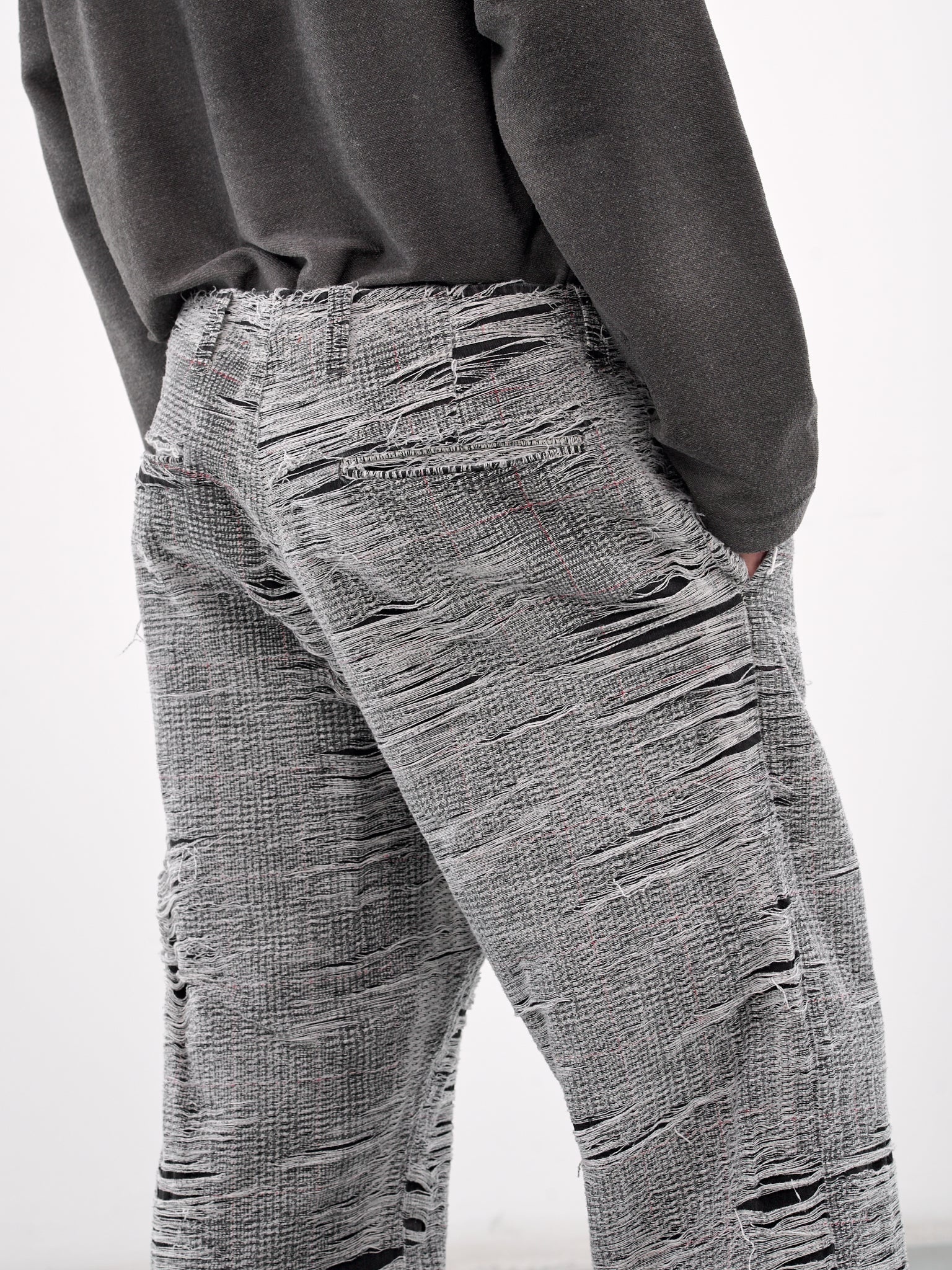 Distressed Plaid Trousers - 5