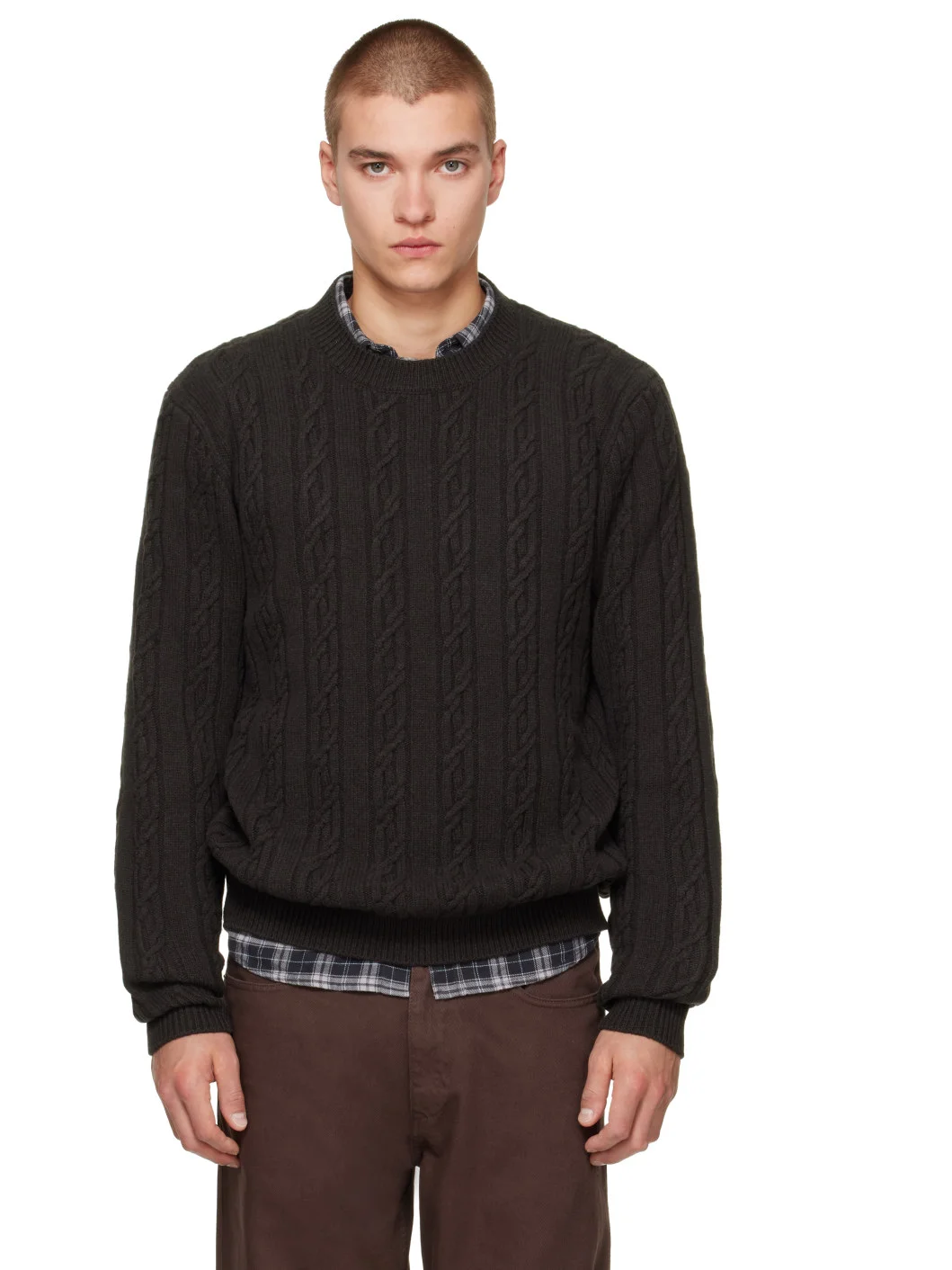 Brown Habel Knit Crew Sweater - 1
