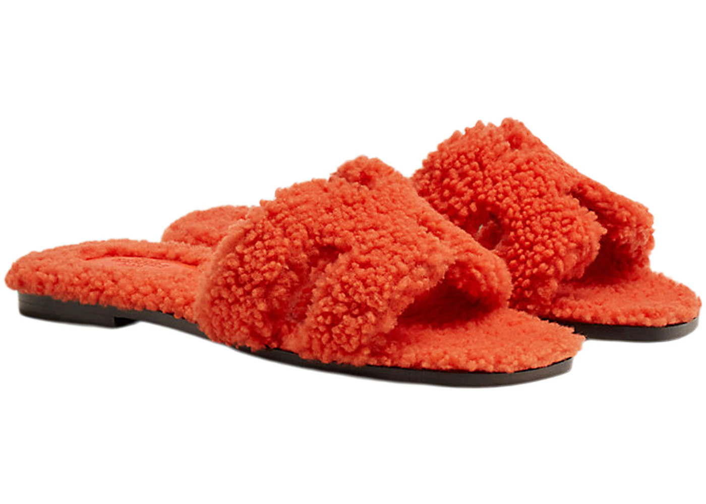 Hermes Oran Sandal Orange Woolskin - 2