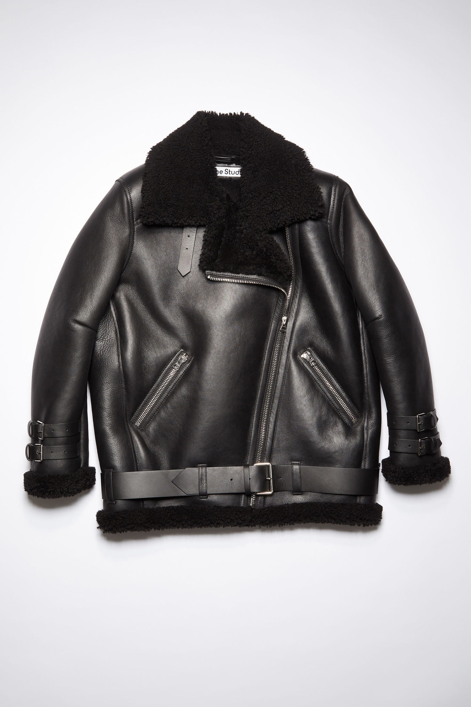 Shearling aviator jacket - Black / Black - 1