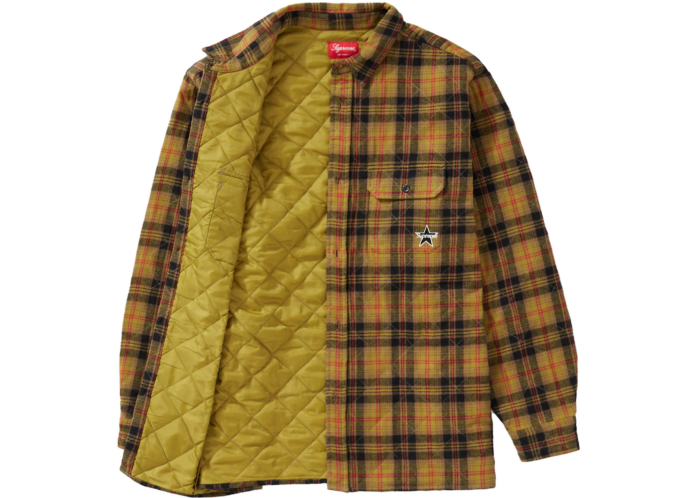 Supreme Quilted Plaid Flannel Shirt Olive - 2