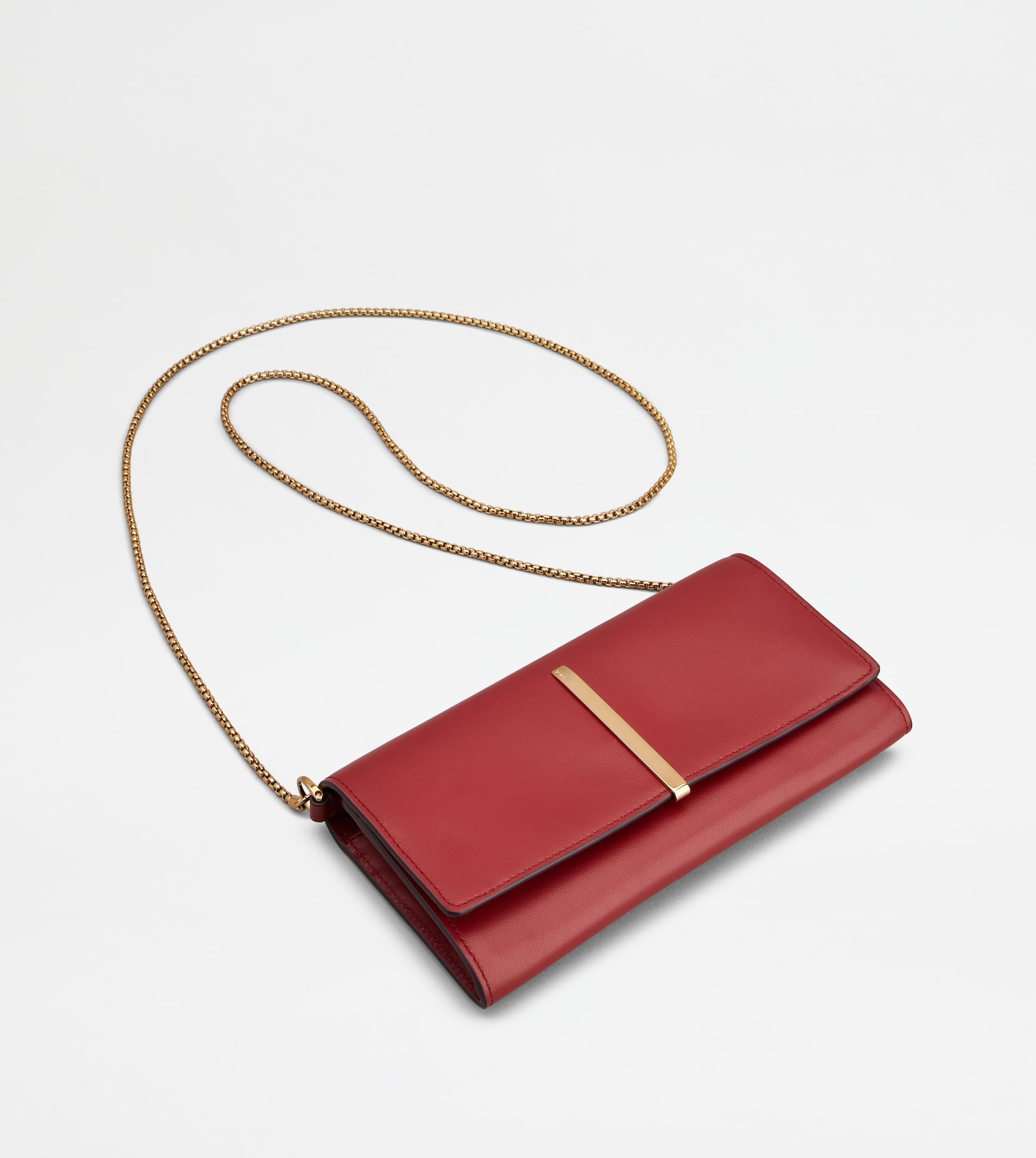 WALLET IN LEATHER WITH SHOULDER STRAP - RED - 4