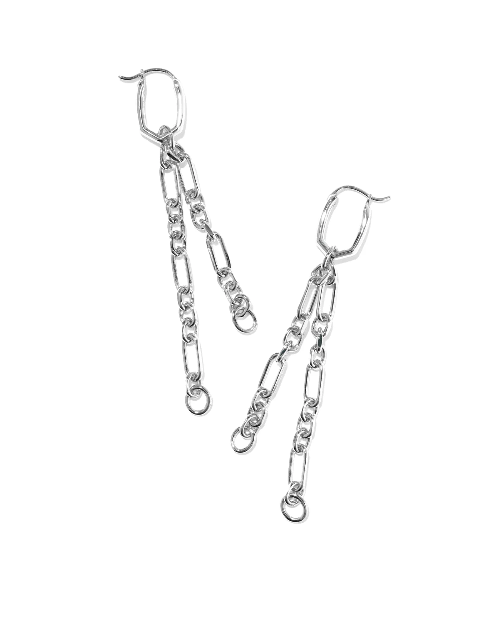 Embry Silver Chain Huggie Earrings - 1