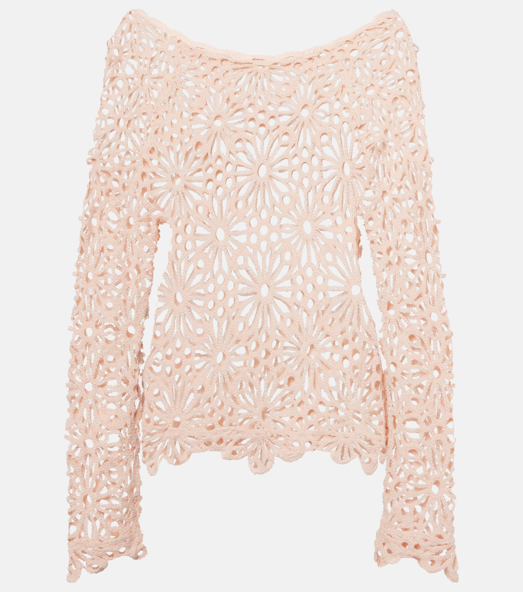 Crochet cotton-blend top - 1