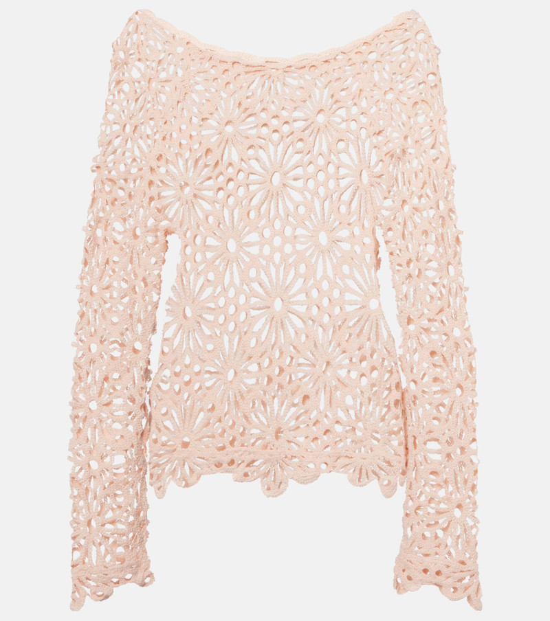 Crochet cotton-blend top 1